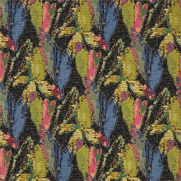 Congo Flamingo/Indigo/Olive Fabric by Harlequin
