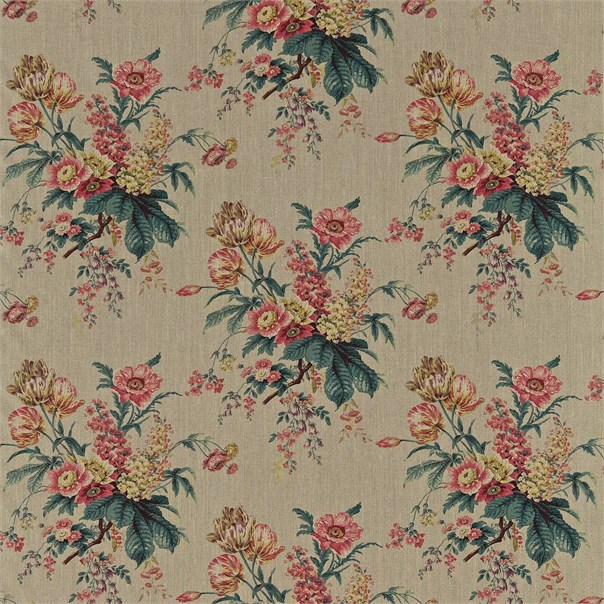 Tournier Fuchsia/Linen Fabric by Sanderson