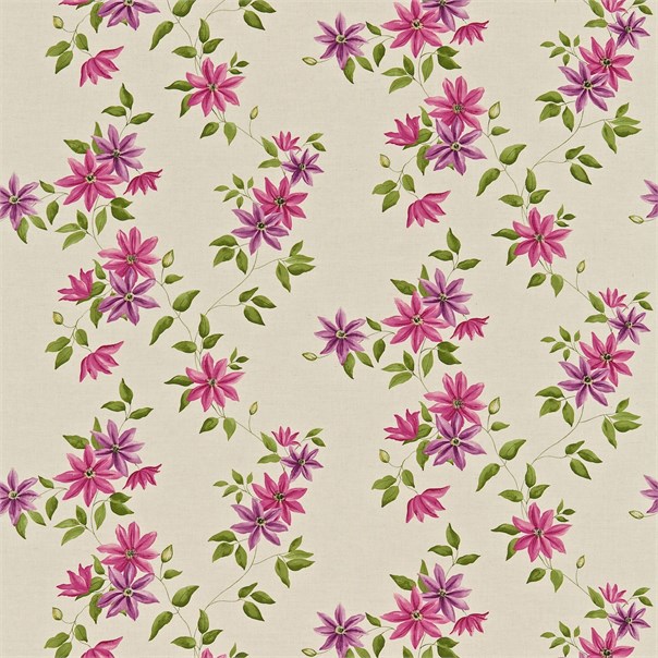 Wisley Magenta/Linen Fabric by Sanderson