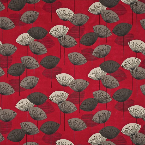 Dandelion Clocks Red Fabric by Sanderson