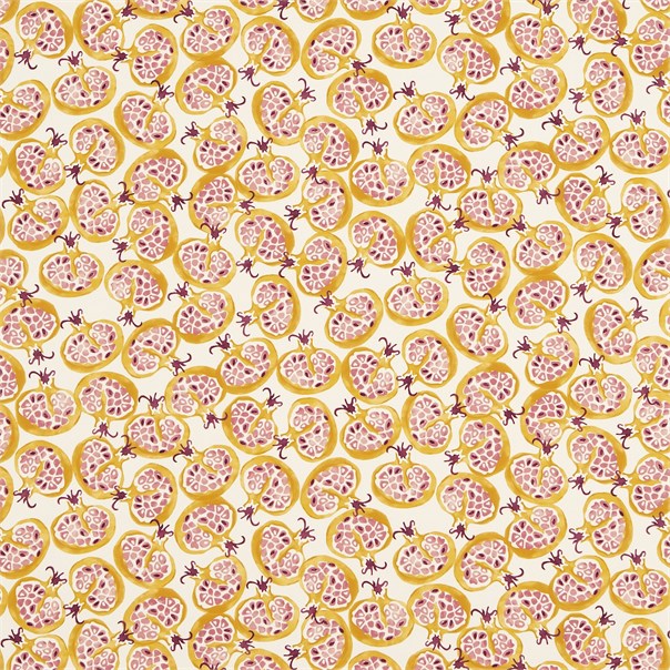 Pomegranate Lion Yellow/Pink Fabric by Sanderson