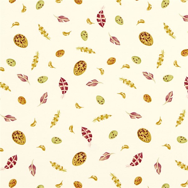 Egg & Feather Lion Yellow/Red Fabric by Sanderson