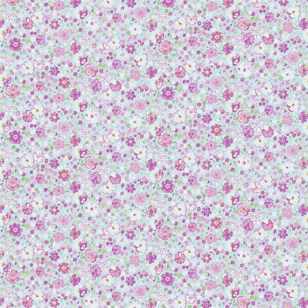 Posy Floral Pink/Sky Fabric by Sanderson