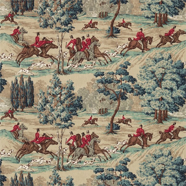 Tally Ho Teal/Ruby Fabric by Sanderson