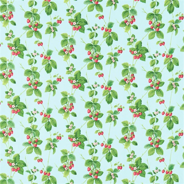 Summer Strawberries Strawberry/Sky Fabric by Sanderson