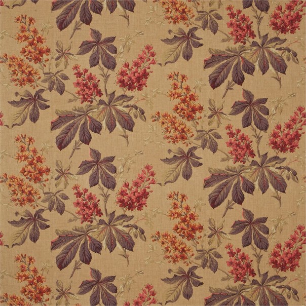 Pavia Amber/Plum Fabric by Sanderson