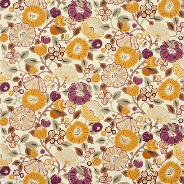 Tree Poppy Damson/Gold Fabric by Sanderson