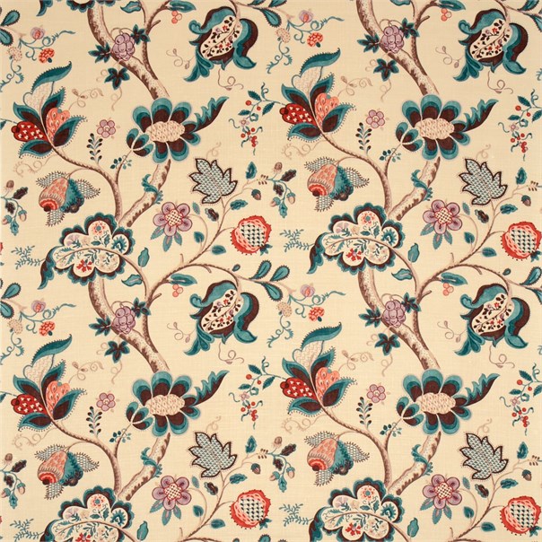 Roslyn Teal/Cherry Fabric by Sanderson