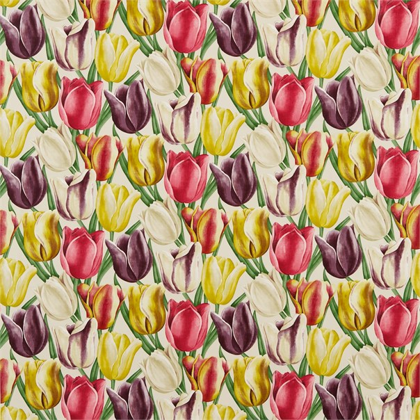 Early Tulips Aubergine/Cherry Fabric by Sanderson