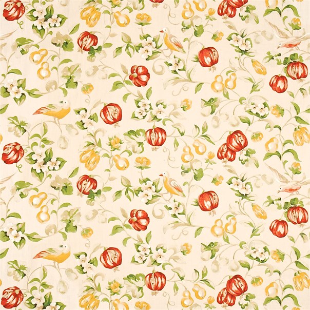 Pear & Pomegranate Lemon/Vermillion Fabric by Sanderson