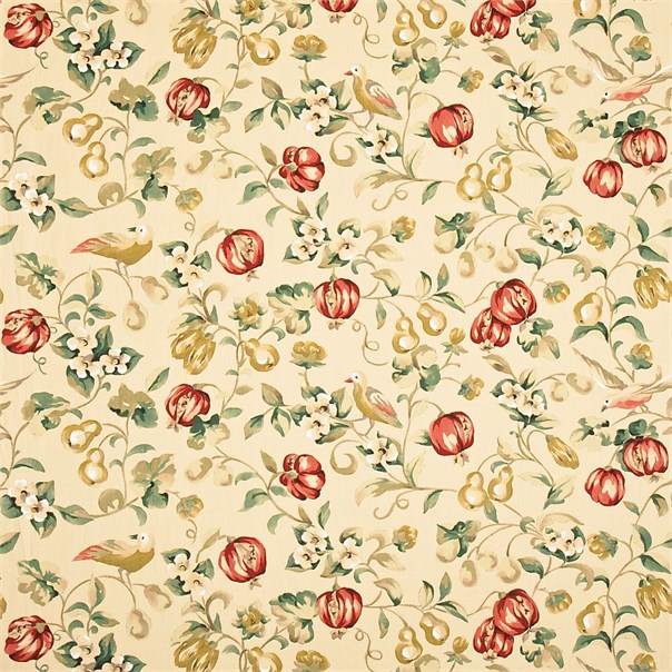 Pear & Pomegranate Teal/Cherry Fabric by Sanderson