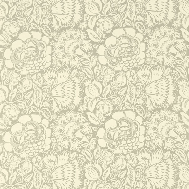 Poppy Damask Silver/Ivory Fabric by Sanderson