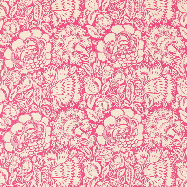 Poppy Damask Fuchsia/Cream Fabric by Sanderson