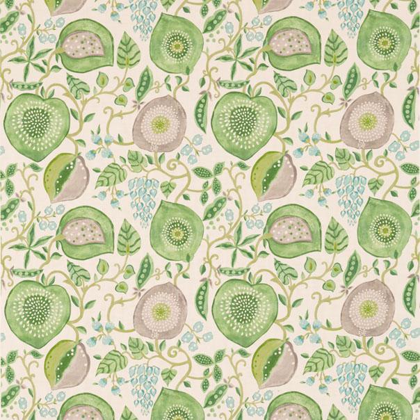 Peas & Pods Leaf Green/Ivory Fabric by Sanderson