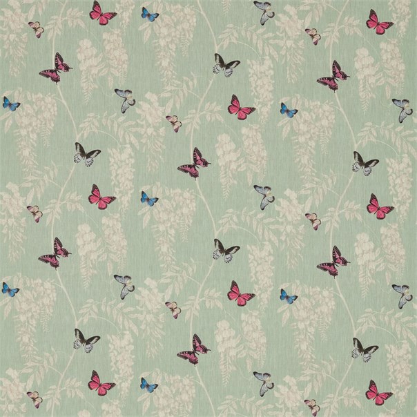 Wisteria & Butterfly Seaspray/Multi Fabric by Sanderson