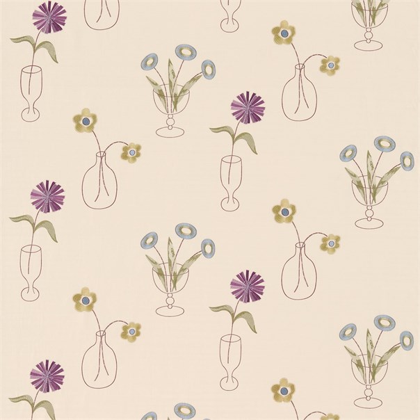 Cut Flowers Mauve/Cream Fabric by Sanderson
