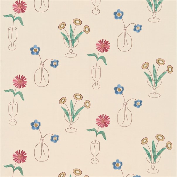 Cut Flowers Strawberry/Cream Fabric by Sanderson