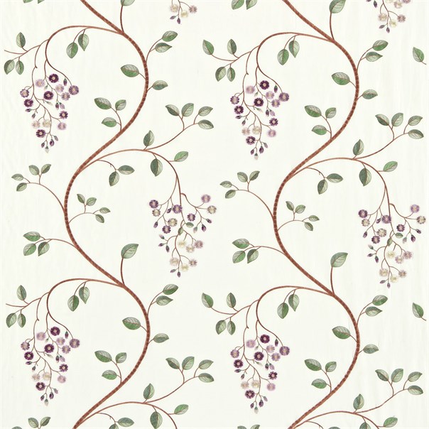 Asami Embroidery Mauve/Sage Fabric by Sanderson