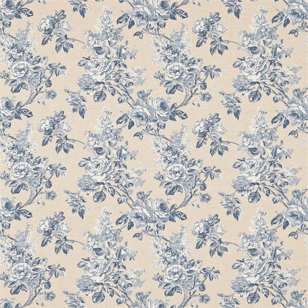Sorilla Damask Indigo/Linen Fabric by Sanderson