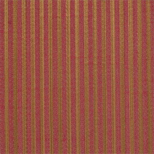 Albury Stripe Amber/Red Fabric by Sanderson