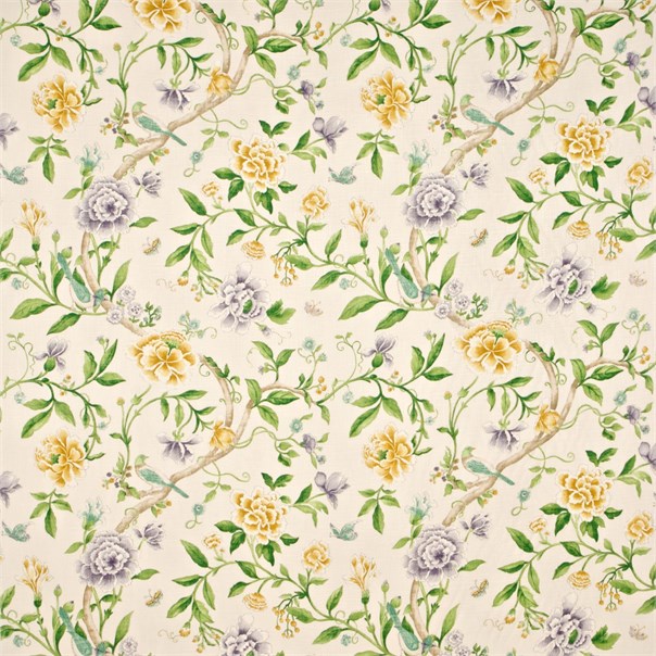 Porcelain Garden Lemon/Leaf Green Fabric by Sanderson