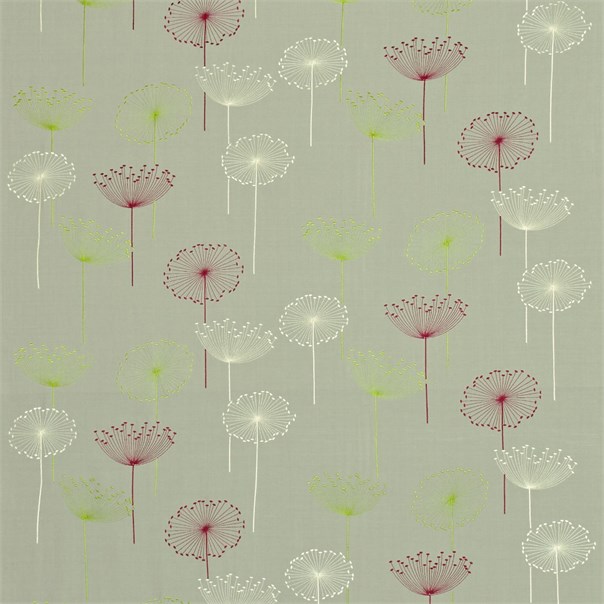 Dandelion Embroidery Silver/Blackcurrant Fabric by Sanderson