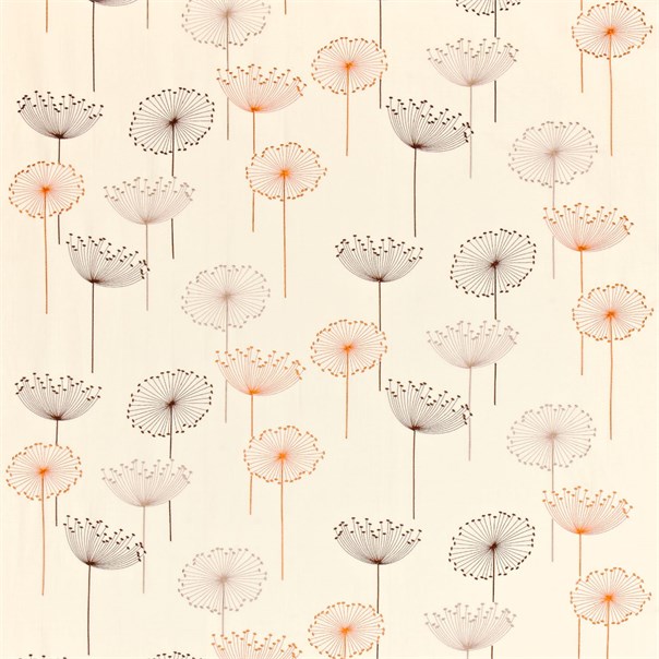 Dandelion Embroidery Ivory/Orange Fabric by Sanderson