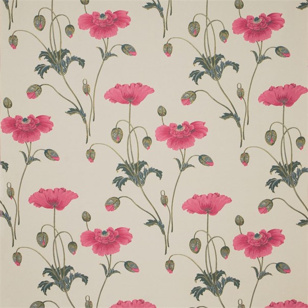 Persian Poppy Linen/Pink Fabric by Sanderson