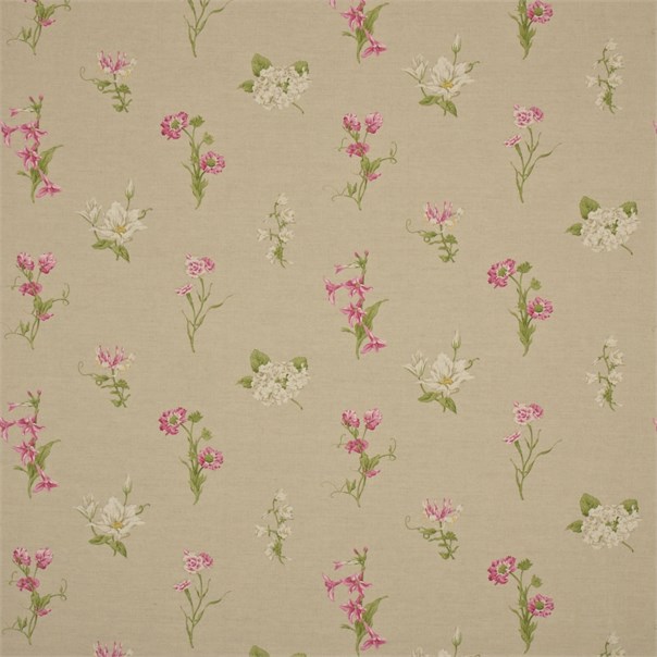 Country Flowers Linen/Cerise Fabric by Sanderson
