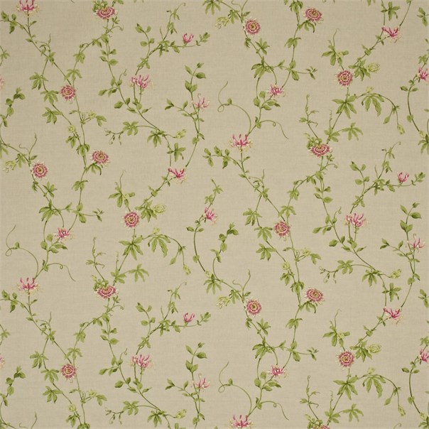 Passion Flower Linen/Cerise Fabric by Sanderson