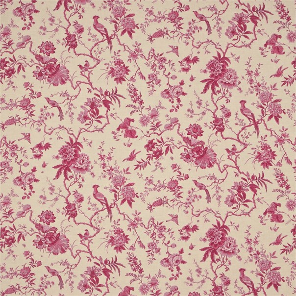 Pillemont Toile Linen/Cerise Fabric by Sanderson