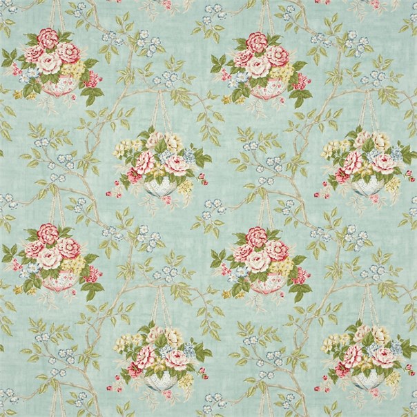 Willoughby French Blue/Cranberry Fabric by Sanderson