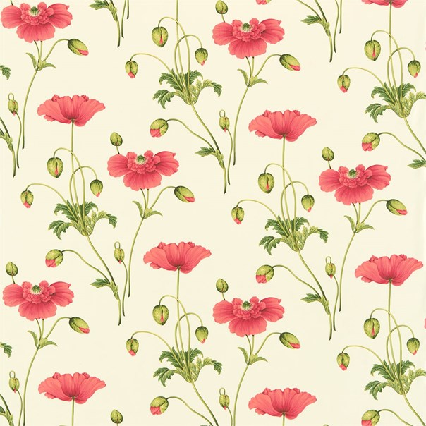 Persian Poppy Red/Green Fabric by Sanderson