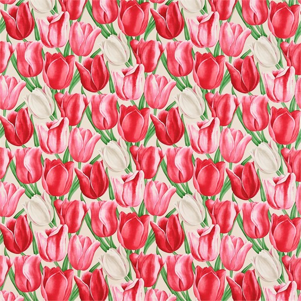 Early Tulips Cherry/Red Fabric by Sanderson