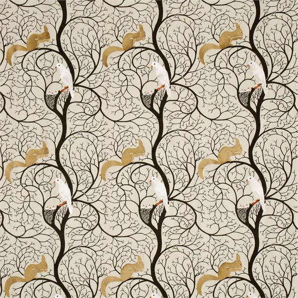 Squirrel & Dove Embroidery Linen/Ivory Fabric by Sanderson