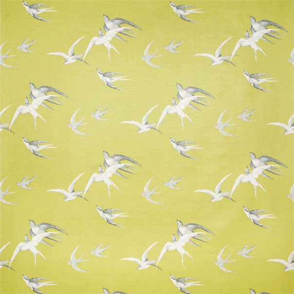 Swallows Lime Fabric by Sanderson
