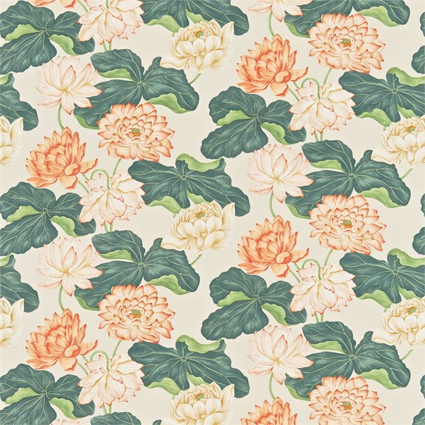 Kew Tangerine/Stone Fabric by Sanderson