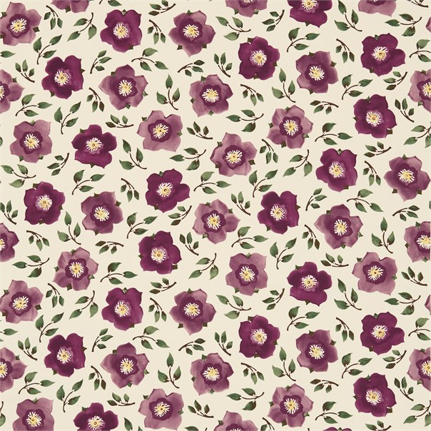 Hellebore China Plum/Green Fabric by Sanderson