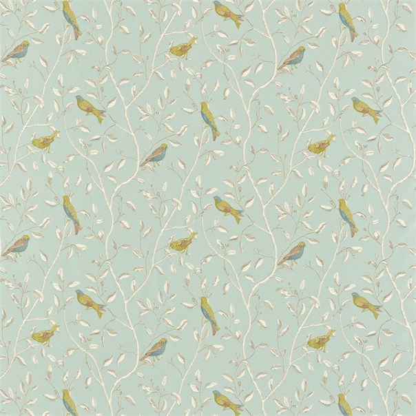 Finches Duck Egg Fabric by Sanderson