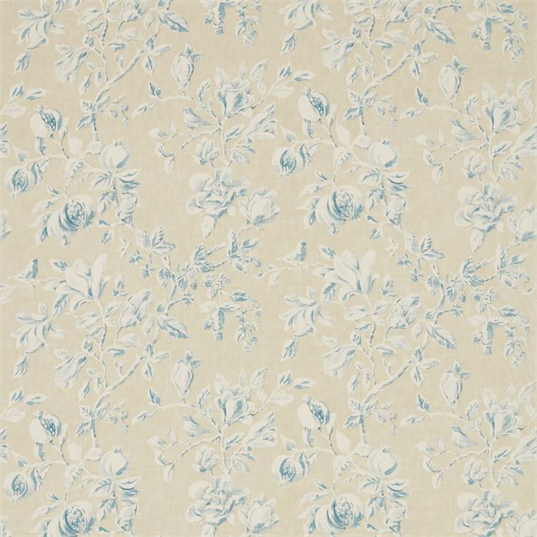 Magnolia & Pomegranate Parchment/Sky Blue Fabric by Sanderson