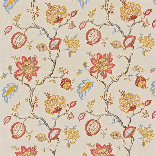 Hadham Pomegranate/Linen Fabric by Sanderson