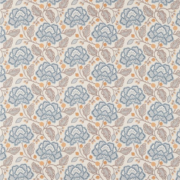 Magnolia Garden Pewter/Gold Fabric by Sanderson
