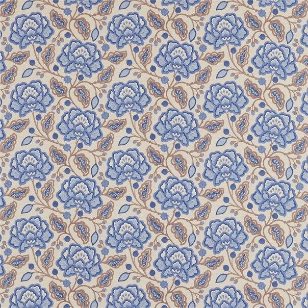 Magnolia Garden Indigo/Taupe Fabric by Sanderson