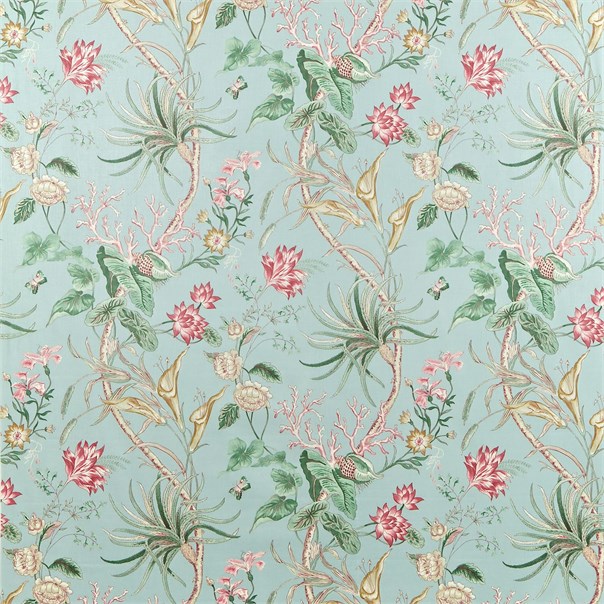 Mauritius Rose/Duck Egg Fabric by Sanderson