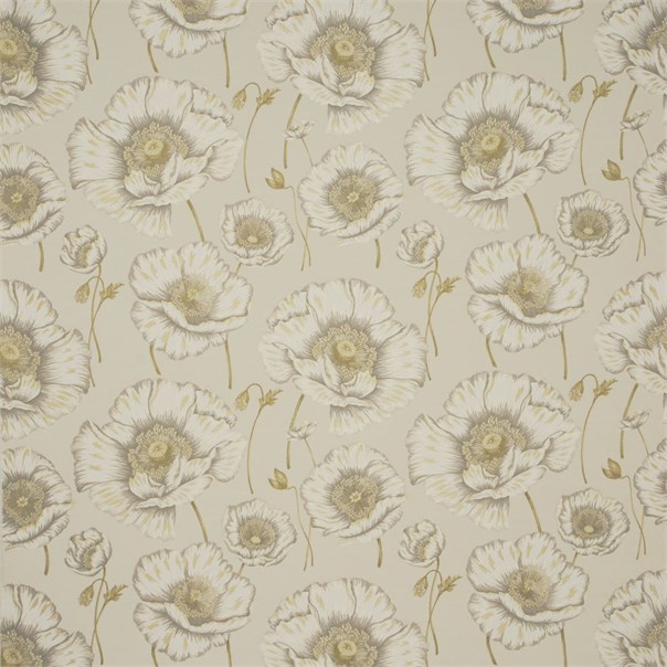 Oriental Poppy Neutral/Cream Fabric by Sanderson