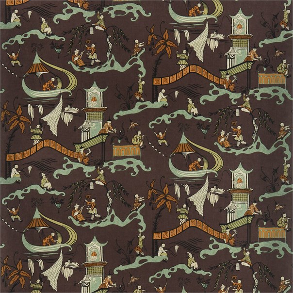 Pagoda River Fig/Orange Fabric by Sanderson
