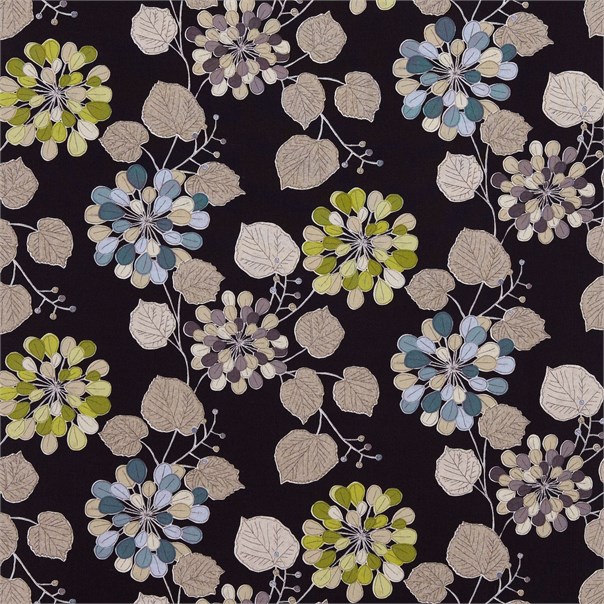 Kerria Coffee Lime Duckegg and Dark Neutrals Fabric by Harlequin