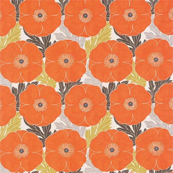 Poppy Tangerine Moss Coffee Stone and Neutral Fabric by Harlequin