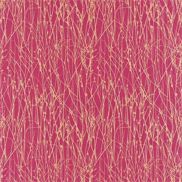 Grasses Hot Pink/Gold Fabric by Harlequin