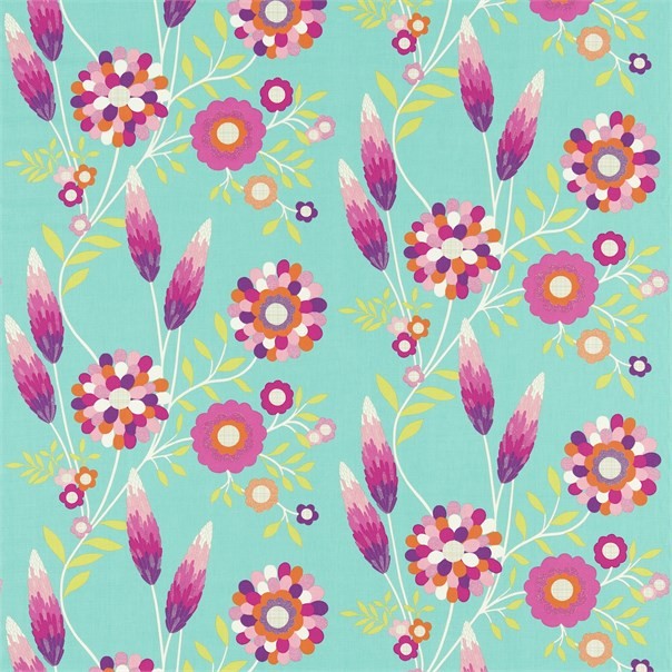 Funky Flowers Turquoise/Pink/Orange/Lime Fabric by Harlequin